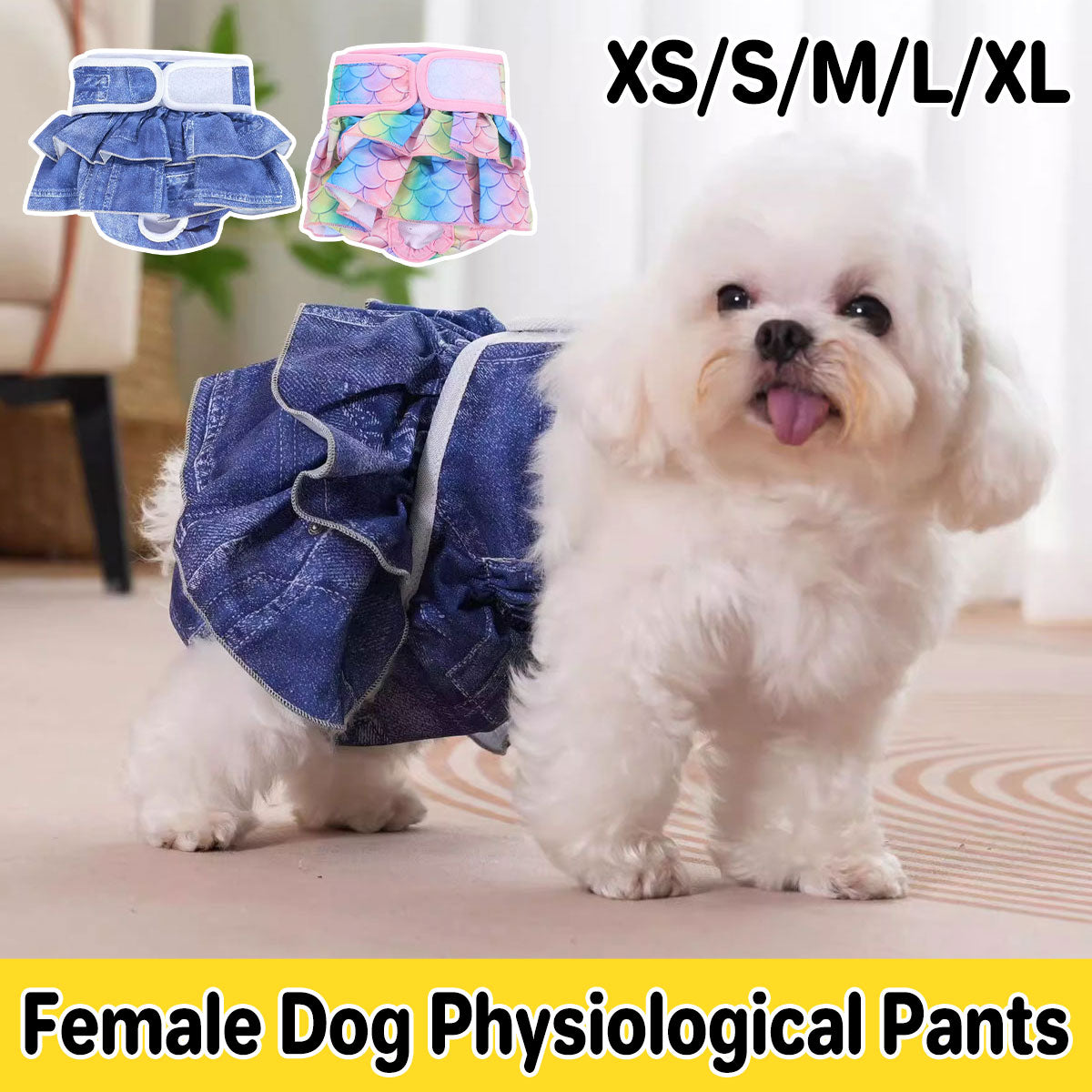 V528-PET-PANTS-CH-S-321406-202510011118-00 Pet Dog Diapers Female Pants Soft Breathable Underwear Reusable Sanitary Briefs - Mermaid - S - Image 1