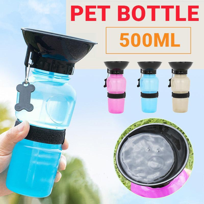 V528-PETBOTTLE-GREY-193309-202509302254-00 500Ml Dog Cat Water Drinking Bottle Detachable Travel Cup Portable Pet Feeder - Grey - Image 1