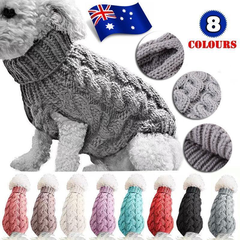 V528-PETSWEATER-LEATHERPINK-L-20648-202509302346-00 Puppy Dog Jumper Winter Warm Knitted Sweater Pet Clothes Small Dogs Coat Thermal L Size - Leather Pink - Image 1