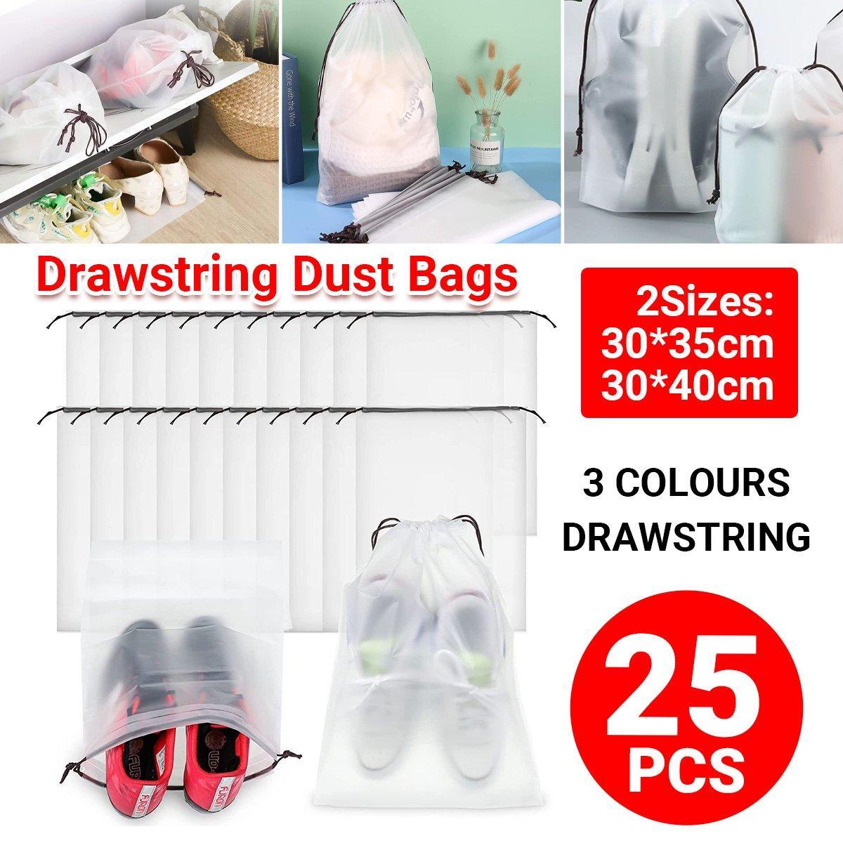 V528-PEVA-BAG-BROWN-25PCS-30-35-408237-202510011145-00 25PCS Portable Travel Shoe Bags Sport Storage Pouch Drawstring Dust Organizer - Brown-30*35cm - Image 1