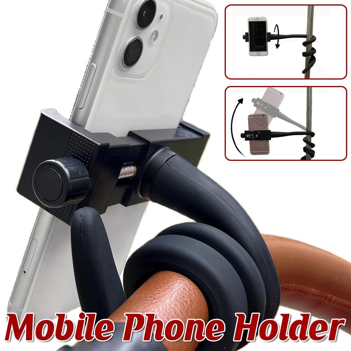 V528-PHONE-HOLDER-BLACK-698415-202509251245-00 Universal Flexible Phone Holder Silicone Hose Stroller Crib Mount Stand Bracket - Image 1