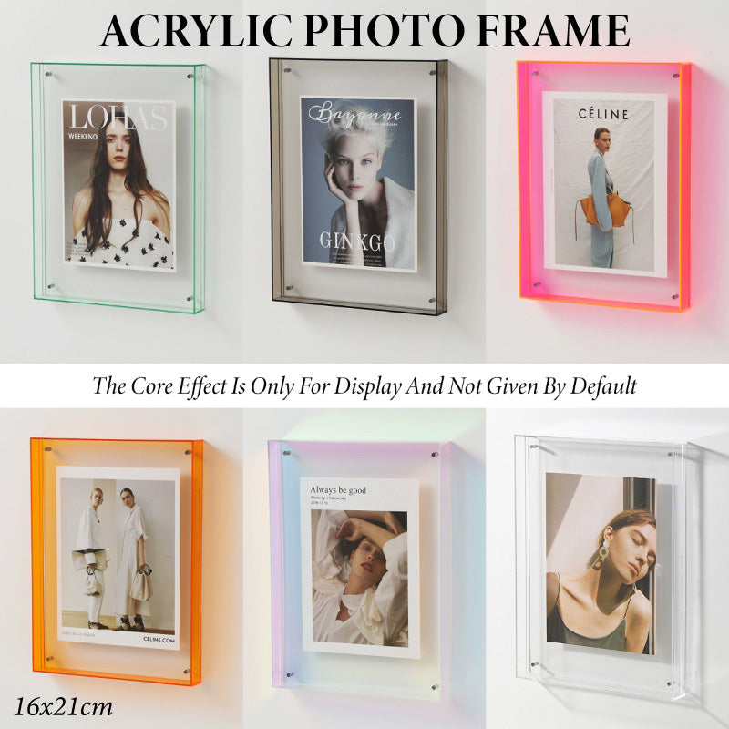 V528-PHOTO-GREEN-376154-202509302136-00 Acrylic Photo Frame Double-Sided Clear Display with Screw Mount – 16x21cm - Green - Image 1