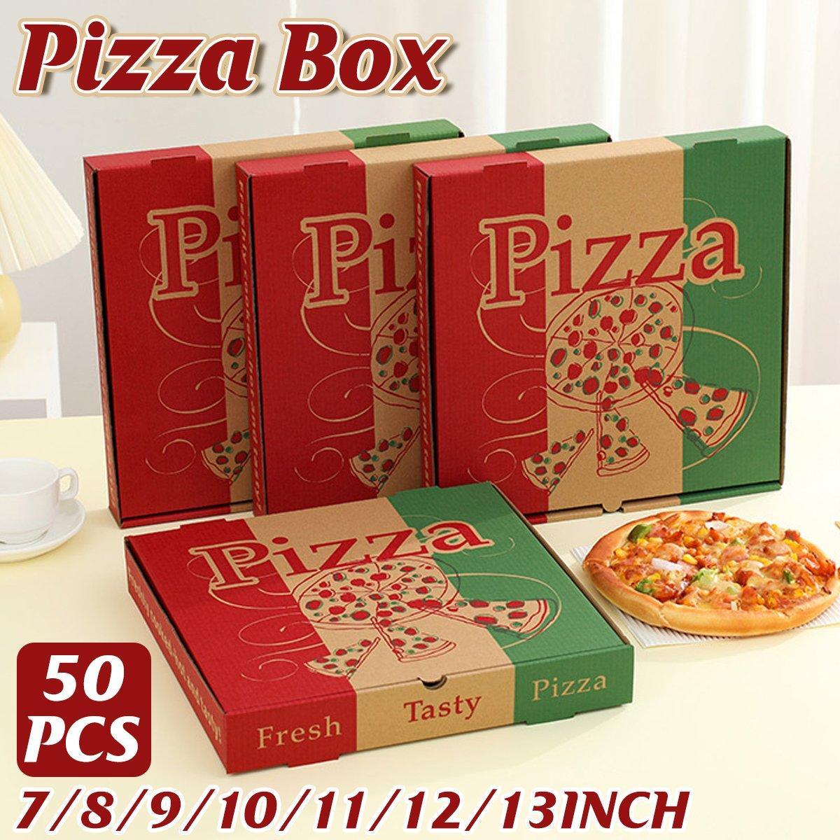 V528-PIZZA-BOX-50PCS-8INCHES-997256-202510010845-00 50pcs Pizza Packing Boxes Folding Box Durable Food Storage Containers Colourful - 8inch - Image 1