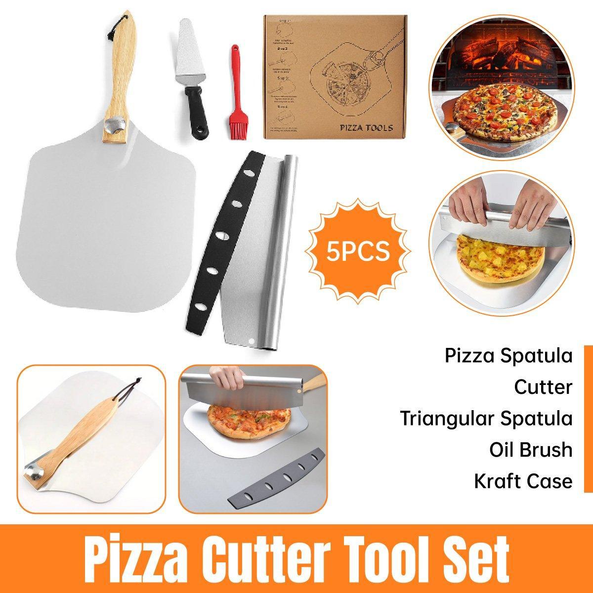 V528-PIZZA-MAN-4PCS-207707-202509251141-00 Aluminum Pizza Shovel 12Inch Pizza Transfer Tool with Pizza Cutter and Wheel Set - Image 1