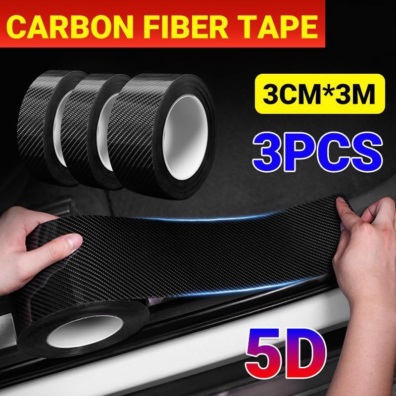 V528-PROTECTORKIT-3PCS-3CM-3M-555664-202509291509-00 3PCS 3m Carbon Fiber Car Sticker Door Sill Anti-Scratch Tape DIY Protection Film - Image 1