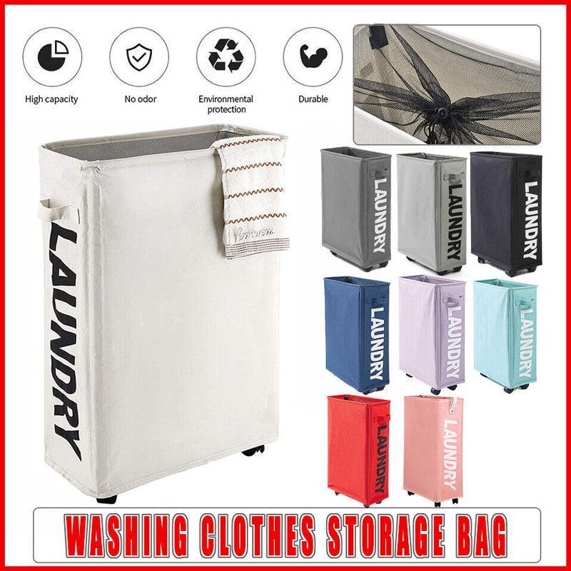 V528-PY18-LIGHTBLUE-658625-202509302218-00 Large Foldable Laundry Washing Clothes Storage Bag Hamper Basket Bin Organiser - Light Blue - Image 1