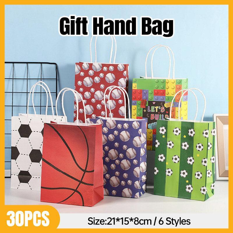 V528-RED-TENNIS-BALL-30PCS-941132-202510010036-00 30PCS Fashion Ball Kraft Paper Gift Bag Festivals gift tote bag Party Favor Bag - Red-Tennis-Ball-30pcs - Image 1
