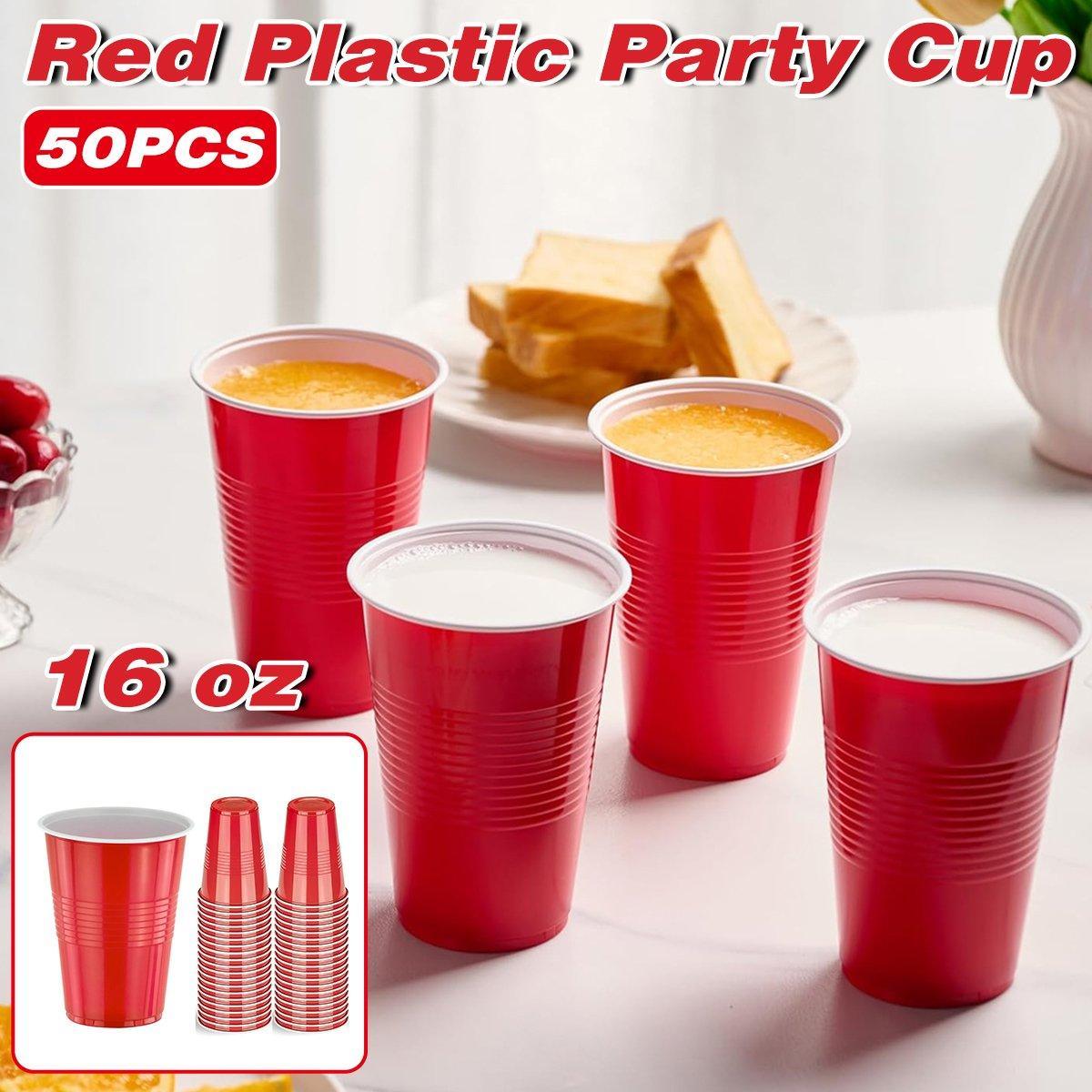 V528-RED-WHITE-CUP-500ML-50PCS-111782-202509291845-00 50pcs Red Plastic Beer Pong Cups Reusable Party Cups Drinking Game Supplies - Image 1