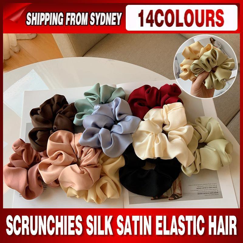V528-SATINHAIRTIE-MINT-359738-202509302054-00 Large Scrunchies Silk Satin Elastic Hair Hair Bands Rope Hair Tie Ponytail Accessory - Mint - Image 1