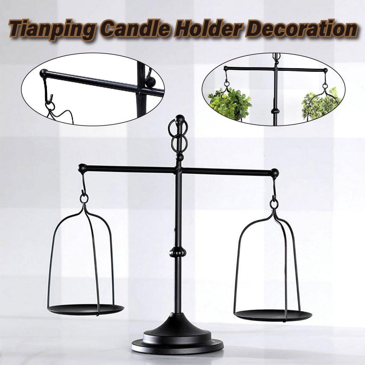 V528-SCALES-CANDLESTICKS-BLACK-228730-202509251440-00 Black iron balance Scale candlestick decorative candle wedding Home Decor Gifts - Image 1