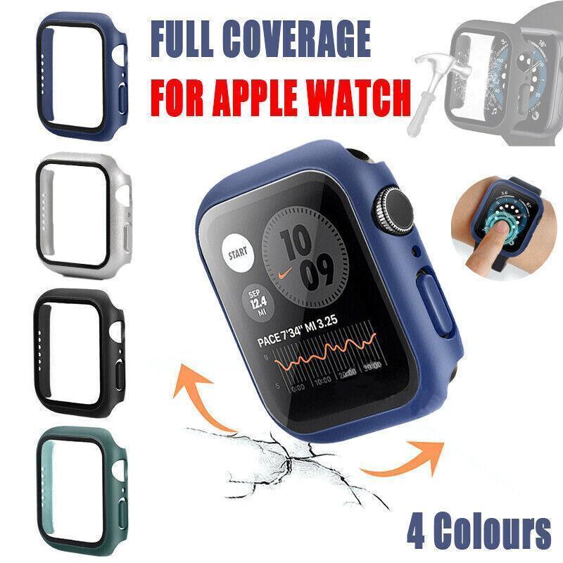 V528-SHOUBIAO-38MM-BLACK-597001-202509250936-00 For Apple Watch iWatch Series SE 6 5 4 3 2 1 Case Full Glass Cover 38mm - Black - Image 1