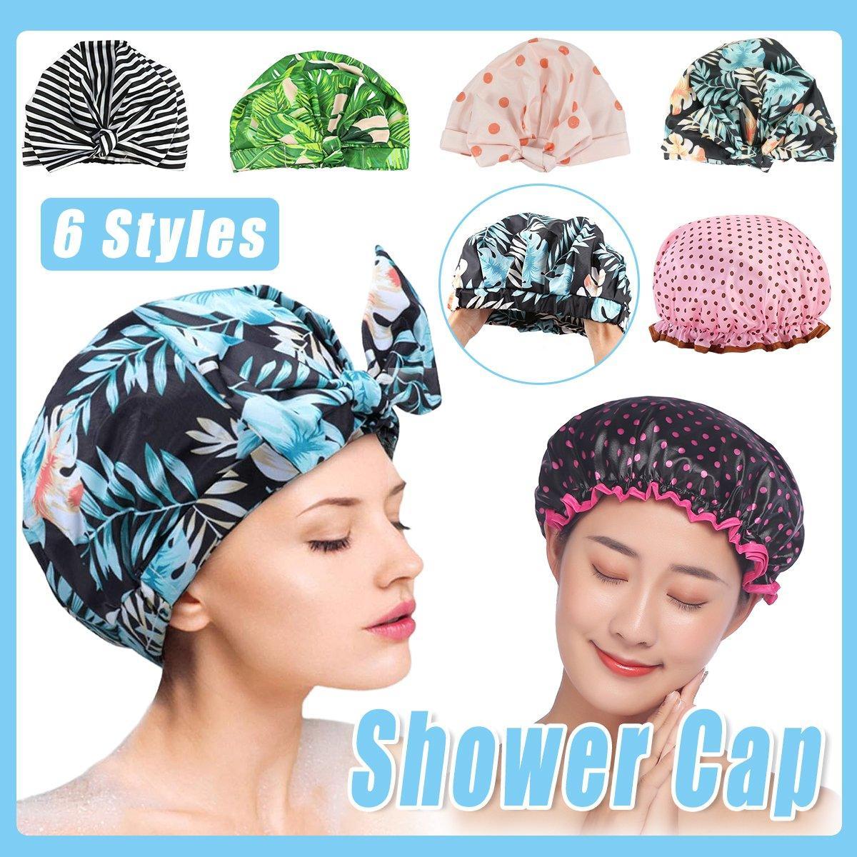 V528-SHOWER-CAP-COCONUT-TREE-241966-202509301646-00 Woman Shower Cap Reusable Long Hair Large Turban Bathroom Waterproof Hair Cap - Coconut Tree - Image 1
