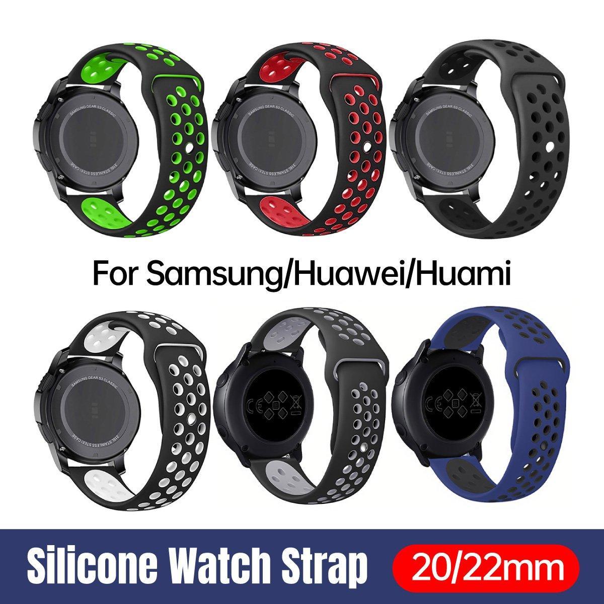 V528-SILICONE-STRAP-22MM-BLACK-844787-202510010727-00 22mm 20mm Silicone Sports Watch Band for Samsung Huawei Huami Two-Tone Strap - 22mm-Black - Image 1