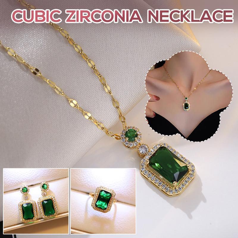 V528-SQ00098-XL-892462-202510011136-00 Vintage Paraiba Tourmaline Emerald Gemstone Earrings Ring Necklace Women Gift - Necklace - Image 1