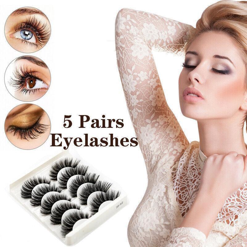 V528-STYLE-3D-4839077-202510010127-00 5 Pairs 3D Thick Mink Fake False Eyelashes Natural Long Wispy Makeup Lashes Au - 3D-48 - Image 1