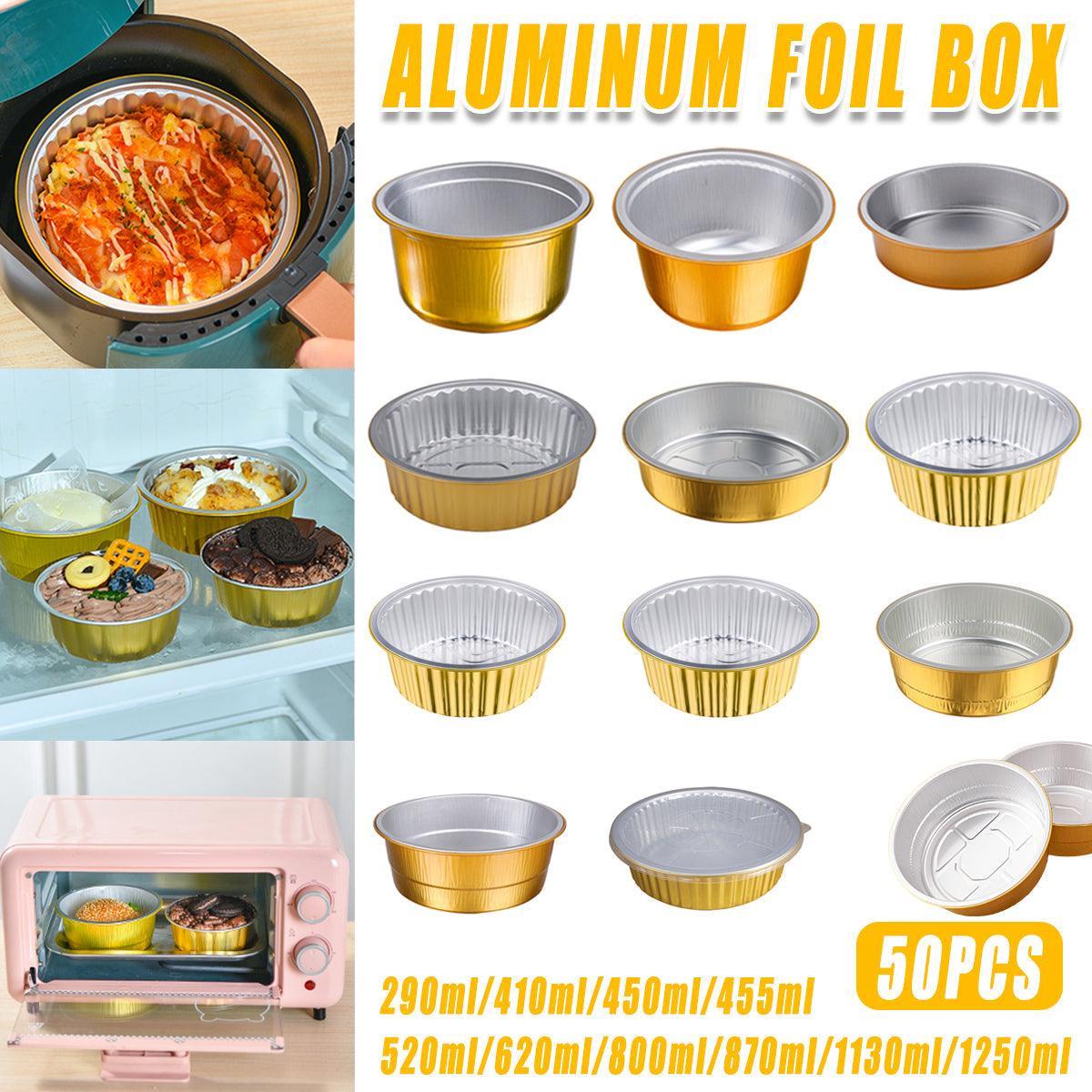 V528-TINFOIL-50PCS-ORBICULAR-Y520-821546-202510010554-00 50PCS Thickened Round Aluminum Foil Containers with Plastic Lids - 520ml - Image 1