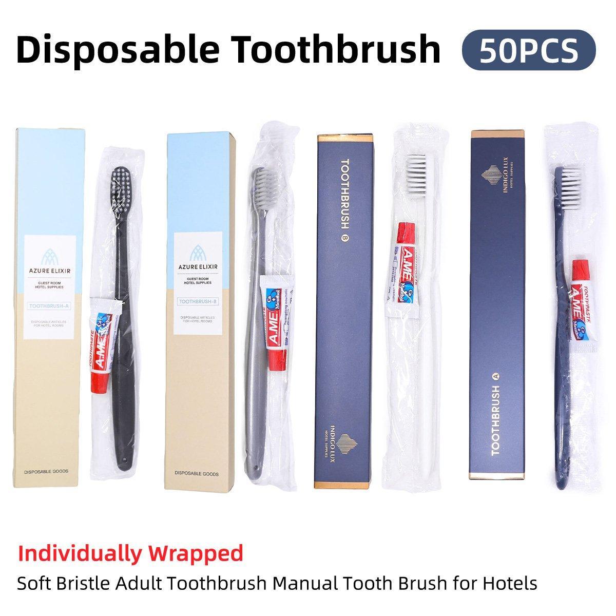 V528-TOOTHBRUSH-A-50PCS-356615-202510010818-00 Star Hotel Toiletries Toothbrush and Toothpaste Set for Guesthouse Travel Use - D - Image 1