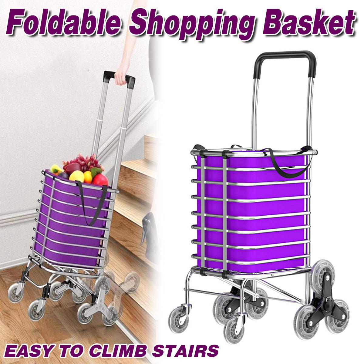 V528-TROLLEY-PURPLE-8-881454-202509251526-00 Folding Vegetable Basket Trolley Small Trailer Grocery Shopping Pulling Cart - Image 1