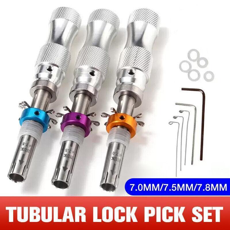 V528-TUBULARLOCK-762243-202509291600-00 3X Tubular Locksmith Lock Tool Equipment 7.00Mm 7.5Mm 7.8Mm Steel Set Safe Box - Image 1