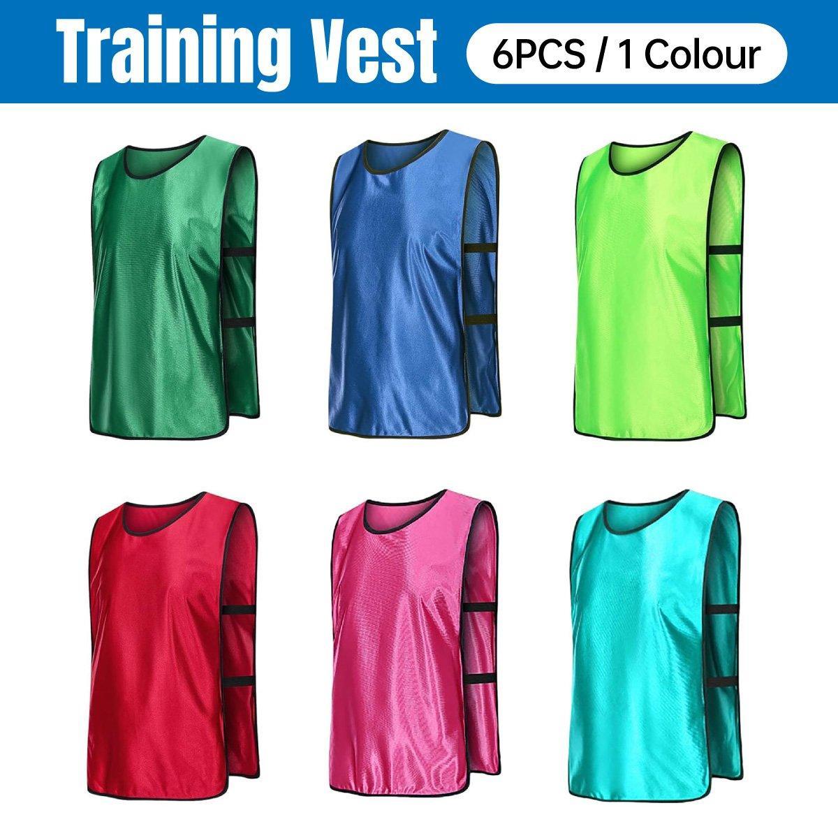 V528-VEST-M-RED-342284-202510010936-00 6X Sports Training Bibs Soccer Vests Group Team Bibs Basketball Cricket Football - Red-M - Image 1