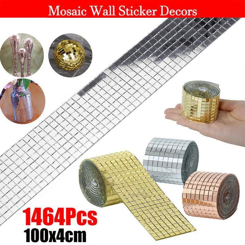 V528-WALLSTICKER-ROSEGOLD-977454-202509251320-00 Diy Mini Mosaic Tiles Self-Adhesive Square Mirror Glass Wall Sticker Decors - Rose Gold - Image 1