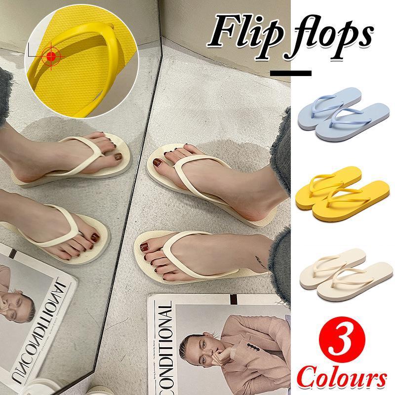 V528-XY00430-YELLOW-788182-202509302100-00 Slippers For Women Casual Fashion Bohemian Beach Shoes Flip Flops Flat Shoes - Yellow - Image 1