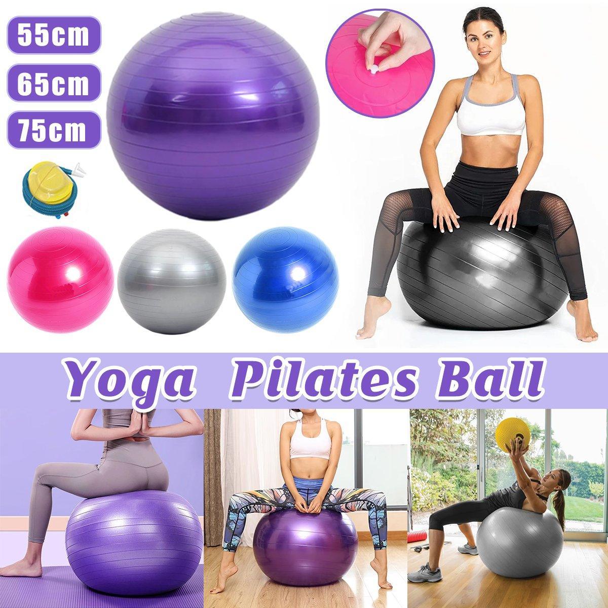V528-YOGA-BALL-GREY-75-682991-202510010709-00 Explosion-Proof Thickened Inflatable Yoga Ball Massage Fitness Stability Ball - Grey - 75cm - Image 1