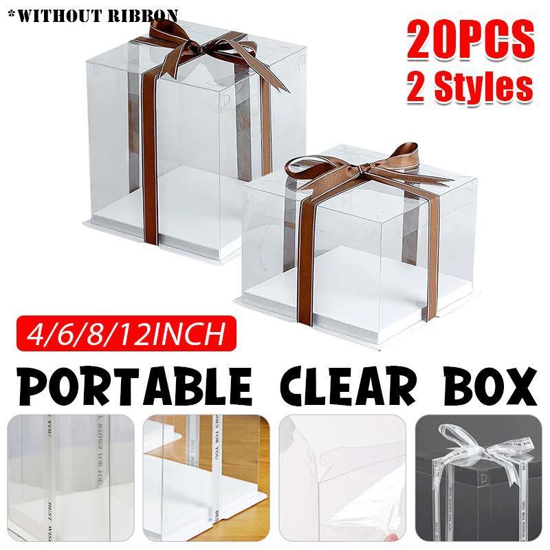 V528-ZK00004-6INCH-DOUBLE-242738-202509301646-00 20 PCS Clear Treat Box Box Portable Cake Display Transparent Birthday Cake - 6 INCH(without ribbon)-Double - Image 1