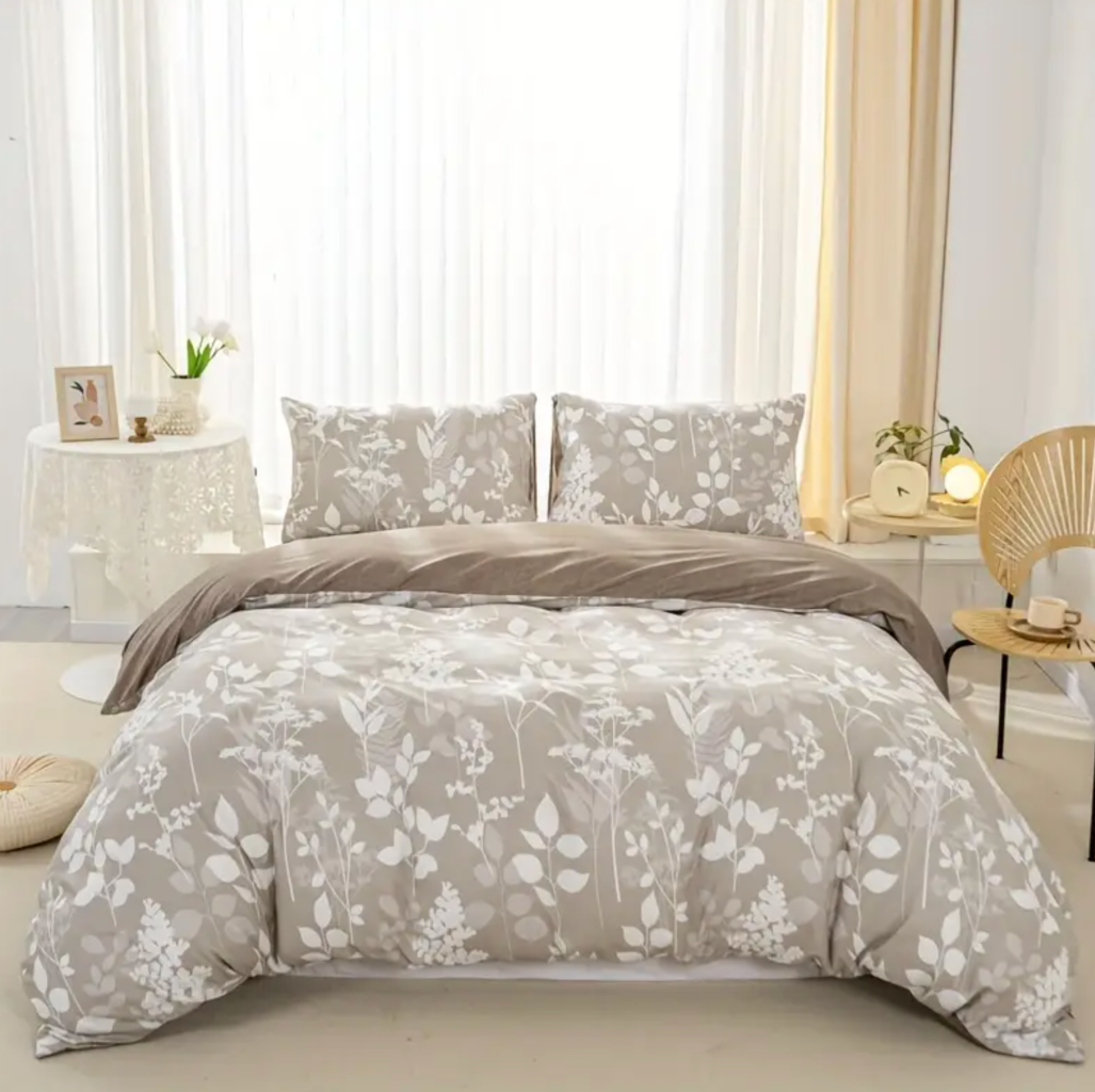 V535-QC-CANVAS-FLEUR-K-202508221320-00 Dreamfields - Canvas Fleur Quilt Cover Set - (3pcs, King Size) - Image 1