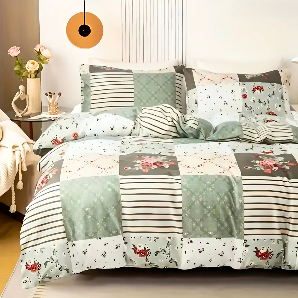 V535-QC-EMERALD-PLAID-Q-202508221310-00 Dreamfields - Emerald Plaid Quilt Cover Set - (3pcs, Queen Size) - Image 1
