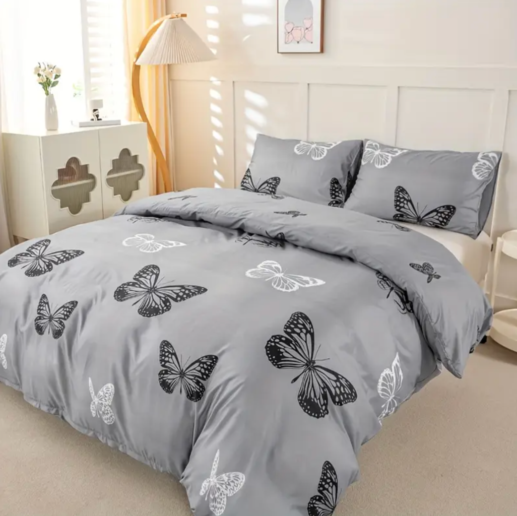 V535-QC-MONO-PAPILIO-Q-202508221320-00 Dreamfields - Mono Papilio Quilt Cover Set - (3pcs, Queen Size) - Image 1