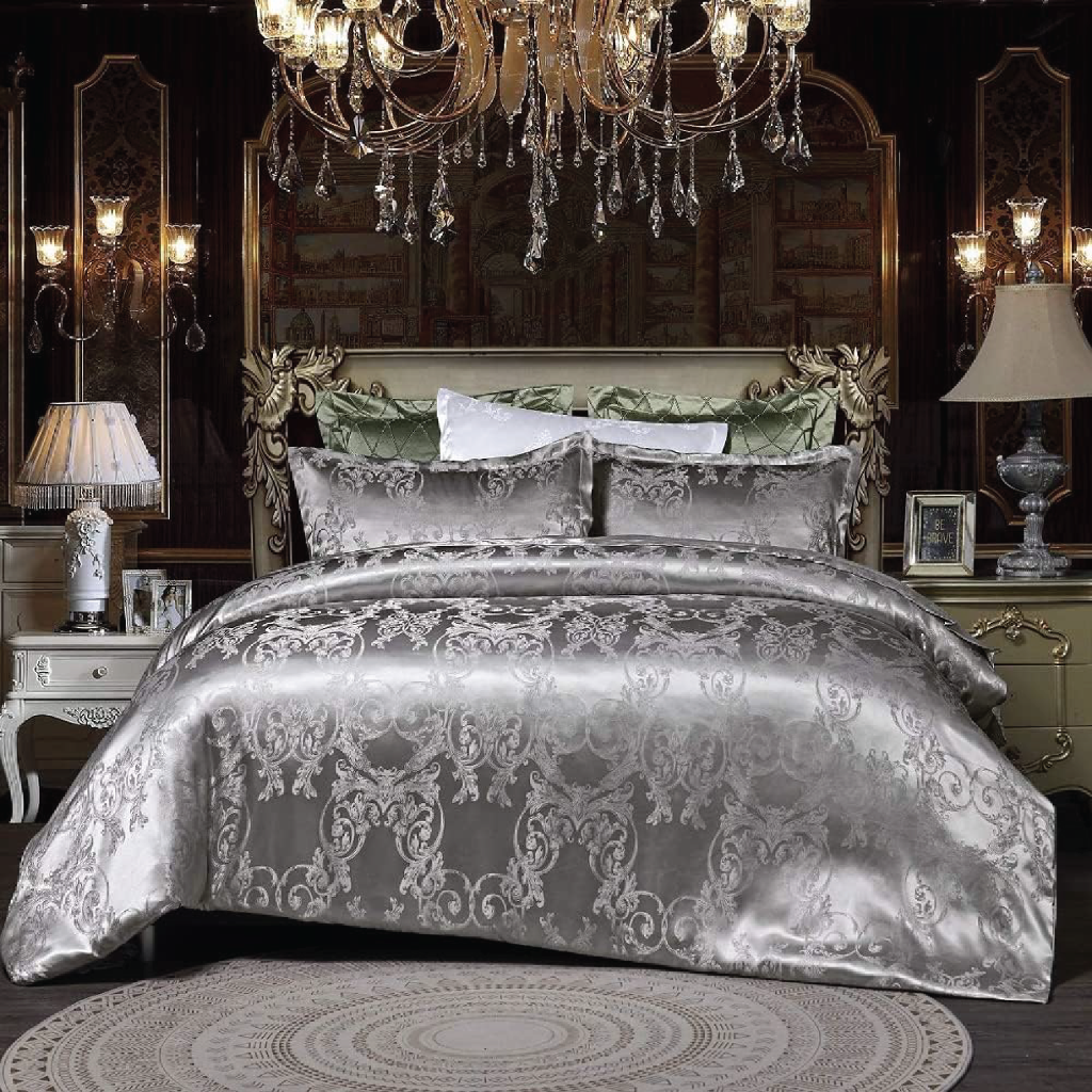 V535-QC-SILVERY-ROYAL-S-202508221325-00 Dreamfields - Silvery Royal Quilt Cover Set - (2pcs, Single Size) - Image 1