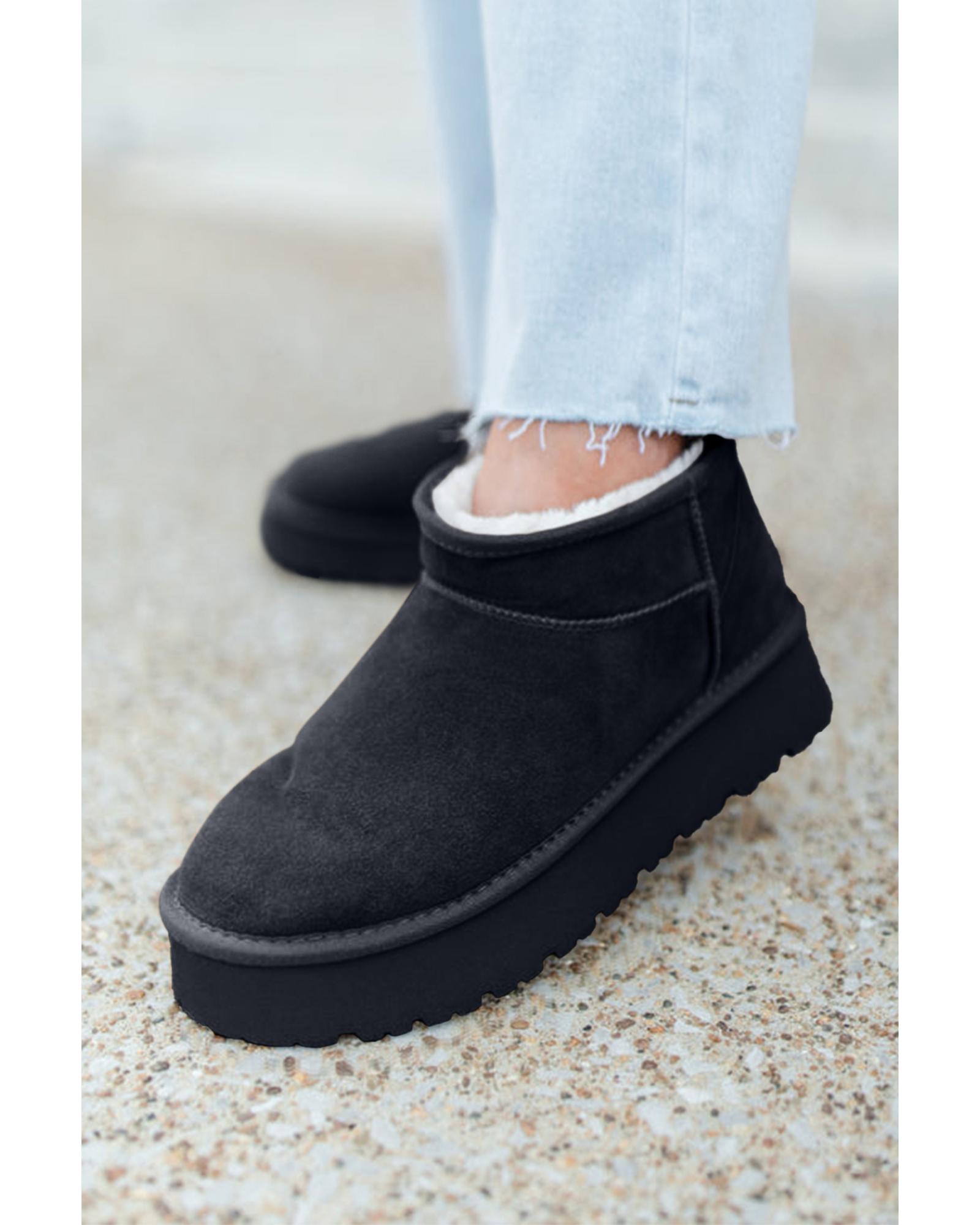 V539-AZEXBH023016-P2-42-202508270130-00 Black Faux Fur Lined Suede Ankle Snow Boots - 42 EU - Image 1