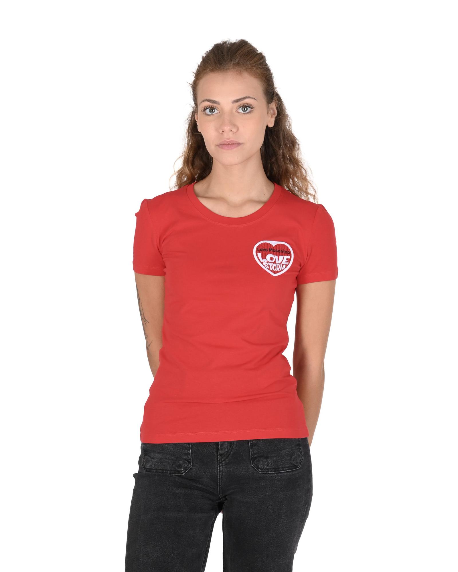 V539-BTB107036-202506191921-00 Love Moschino Women's Love Storm Red T-Shirt - 40 IT - Image 1