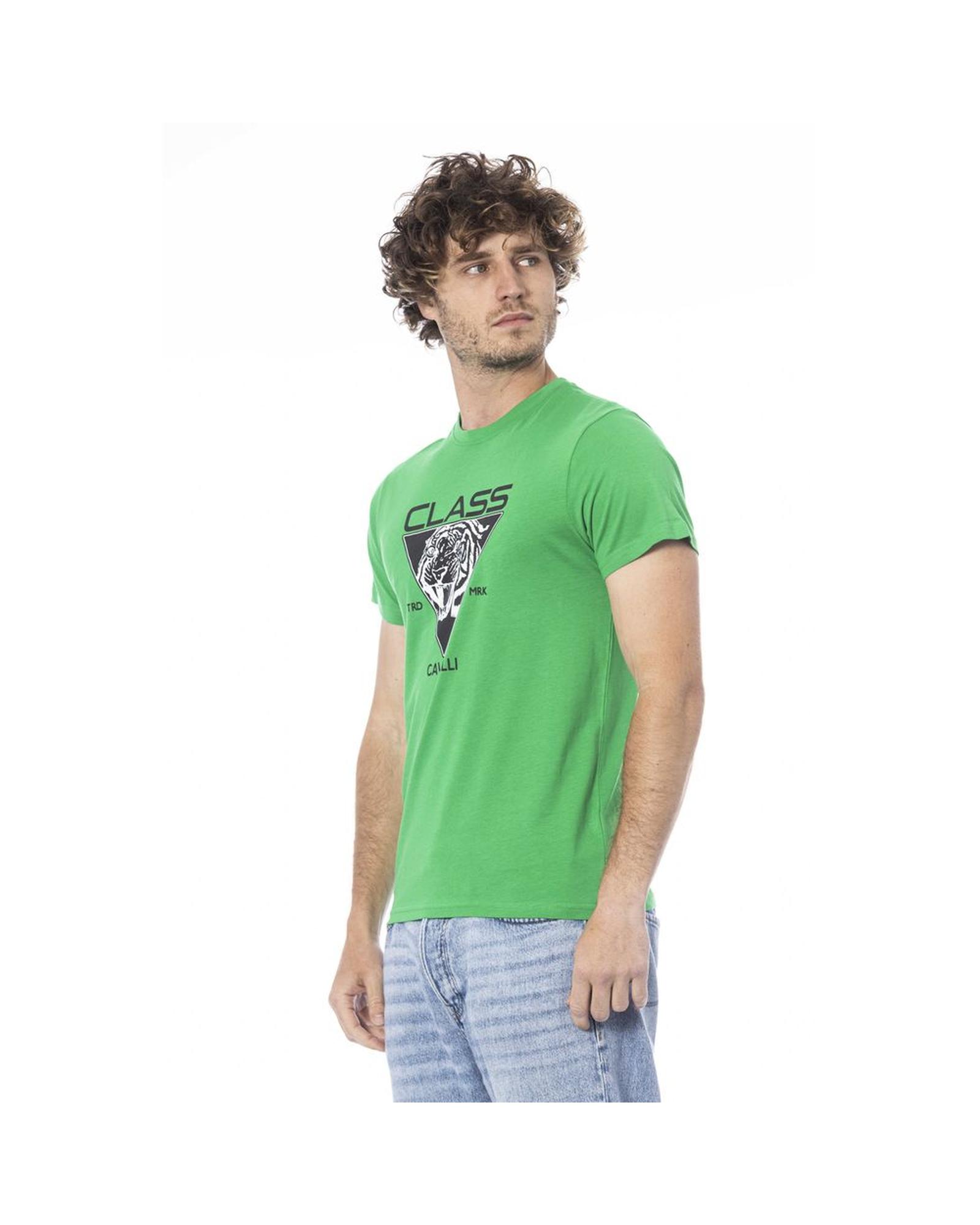 V539-CA-24332-M-202506191921-00 Cavalli Class Men's Green Cotton T-Shirt - M - Image 1