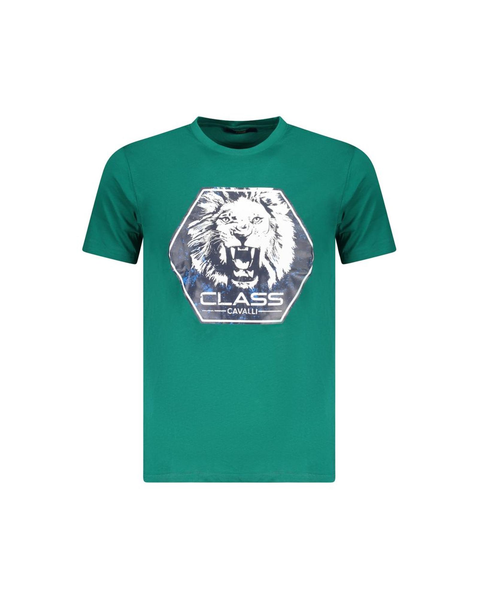 V539-CA-36647-M-202506191931-00 Cavalli Class Men's Green Cotton T-Shirt - M - Image 1