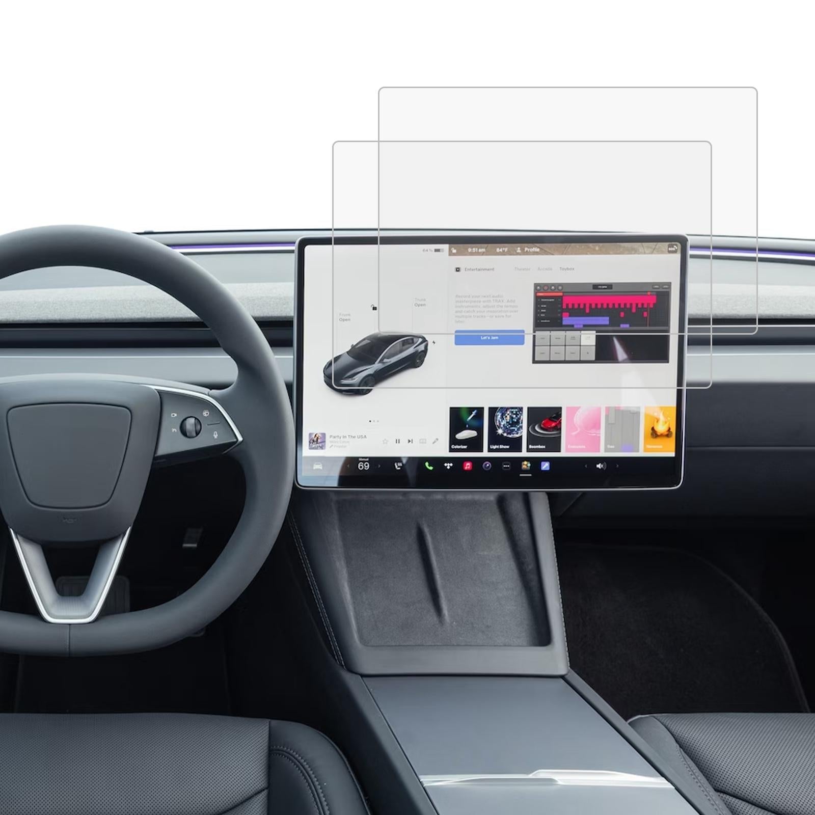 V562-100105600ADE-202508281336-00 2-pack Tempered Glass Film for Car Navigator Protection - For Tesla Model 3 2024 - Image 1