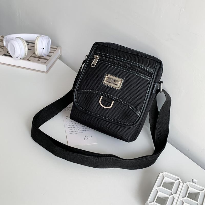 Compact Black Oxford Shoulder Crossbody Backpack With Single Strap For Men - Black Large