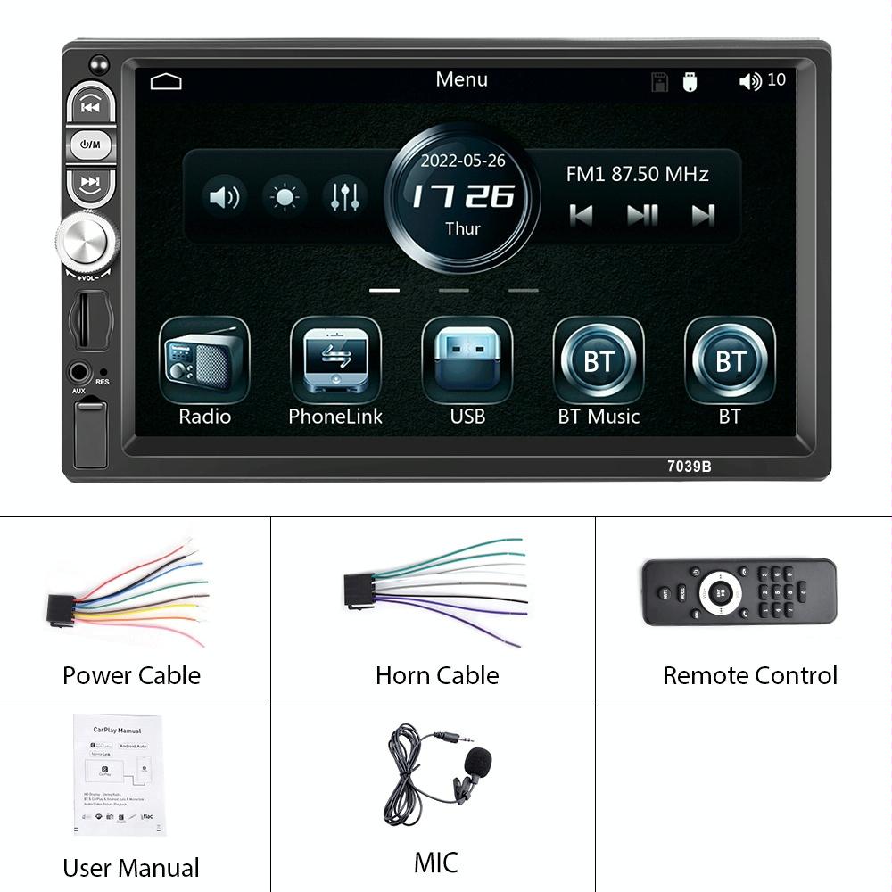 V562-1075033060DBT-202508271752-00 7 Inch Mp5 Bluetooth Carplay Player With Reversing Image - Universal Wired Integration - Image 1