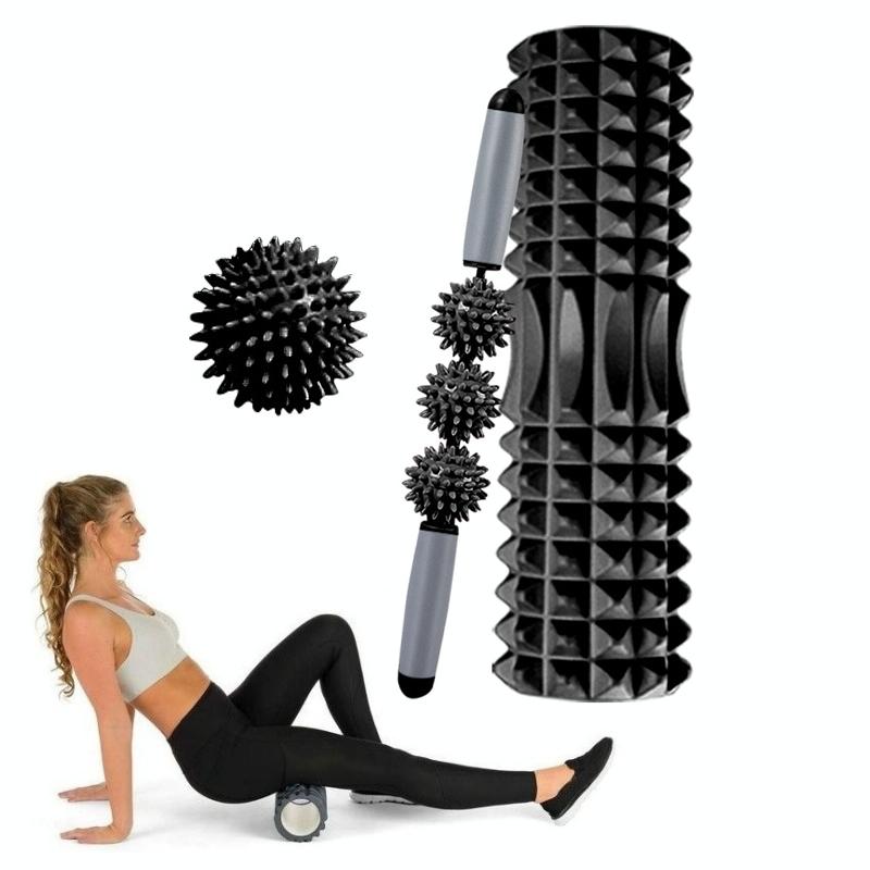 V562-1195826650DBT-202508280240-00 3-In-1 Hollow Foam Roller Set For Muscle Relaxation And Yoga 45Cm Black - Image 1