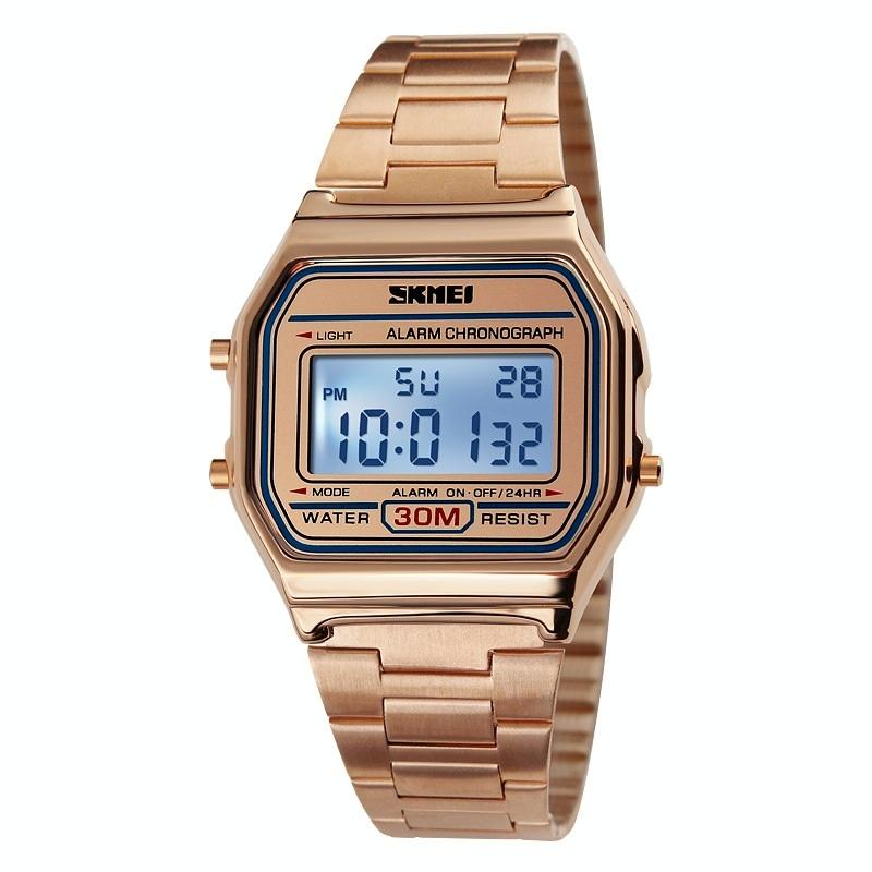 Lightweight Waterproof Men Electronic Watch with Steel Band