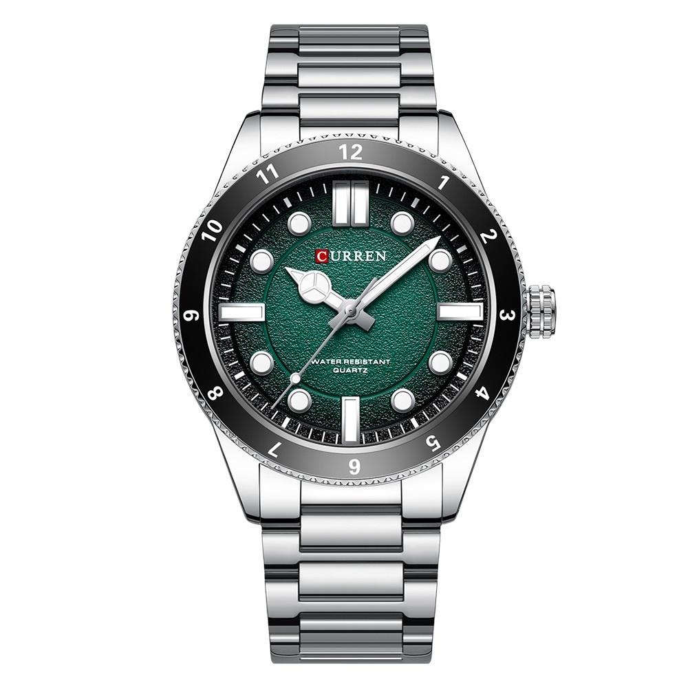V562-3067934060DBT-202508280431-00 Men Steel Strap Business Quartz Watch - Sporty Design - White Shell Green - Image 1