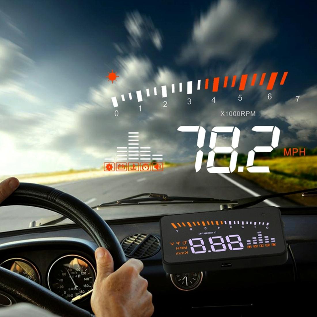 V562-4010-AST-S-202508280020-00 3 Inch Hud For Cars Obdii / Eobd System Light Sensors Rotation Speed Voltage Water Temp Alarm Black - Image 1