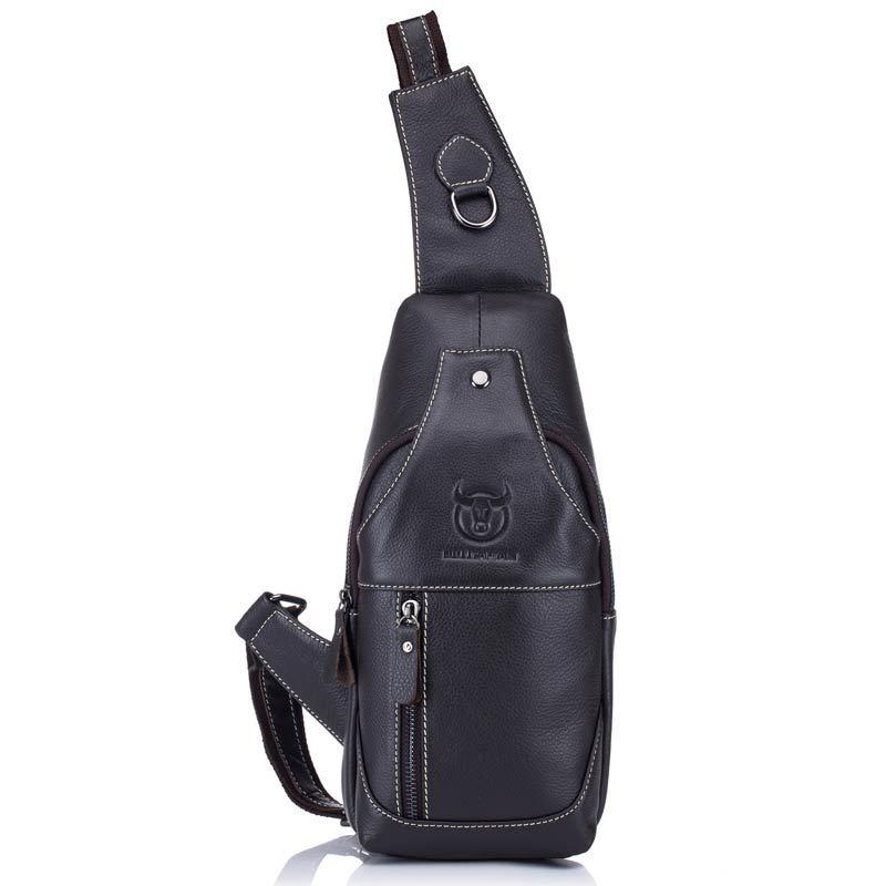V562-4031313850DBT-202508280221-00 Retro Leather Crossbody Shoulder Bag For Men Pure Black - Image 1