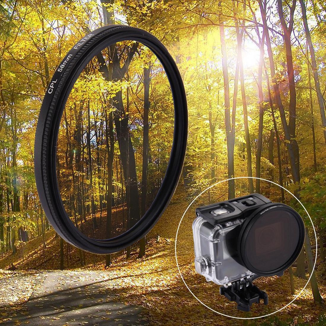 V562-6065ACD-202508272041-00 3-in-1 58mm Round Cpl Lens Filter for Gopro Hero7 / 6 / 5 with Cap - Image 1