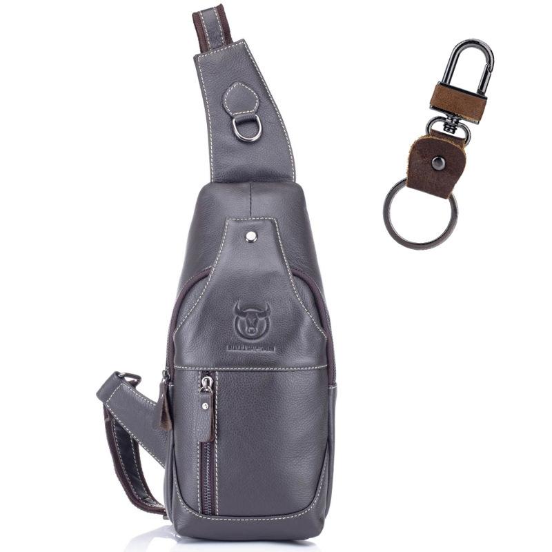 V562-8031313850DBT-202508280235-00 Retro Leather Crossbody Chest Bag Gray + Buckle - Image 1