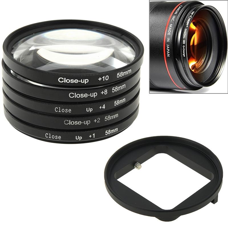 V562-8652-PLD-S-202508271932-00 58mm Close Up Lens Filter Set for Gopro Hero3 - 6-in-1 Macro Adapter Ring - Image 1