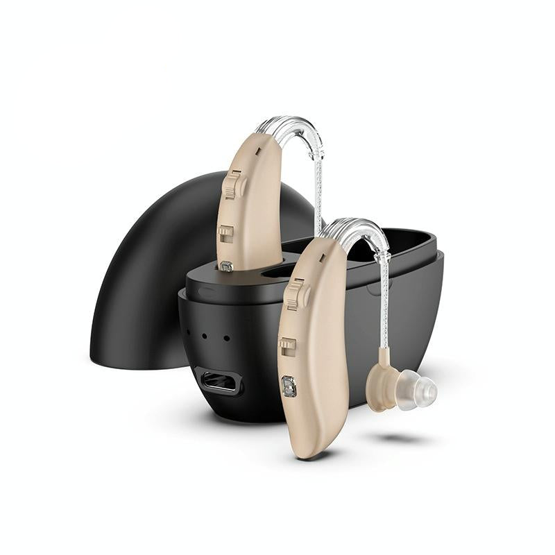 V562-9040303060DBT-202508272115-00 Rechargeable Hearing Aid Amplifier With Charging Pod Skin / Black - Image 1