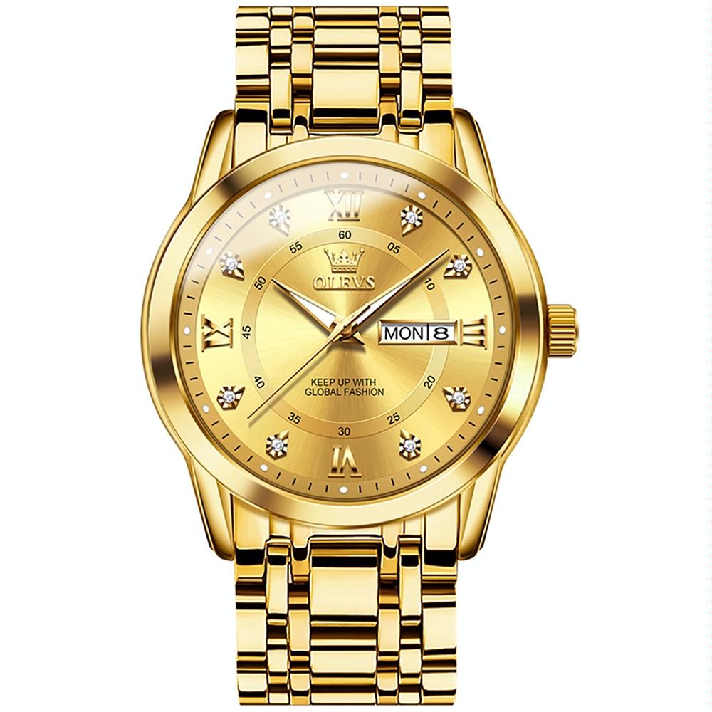 V562-A100867400ADE-202508281015-00 Waterproof Luminous Quartz Watch for Men - Business Style - Gold - Image 1
