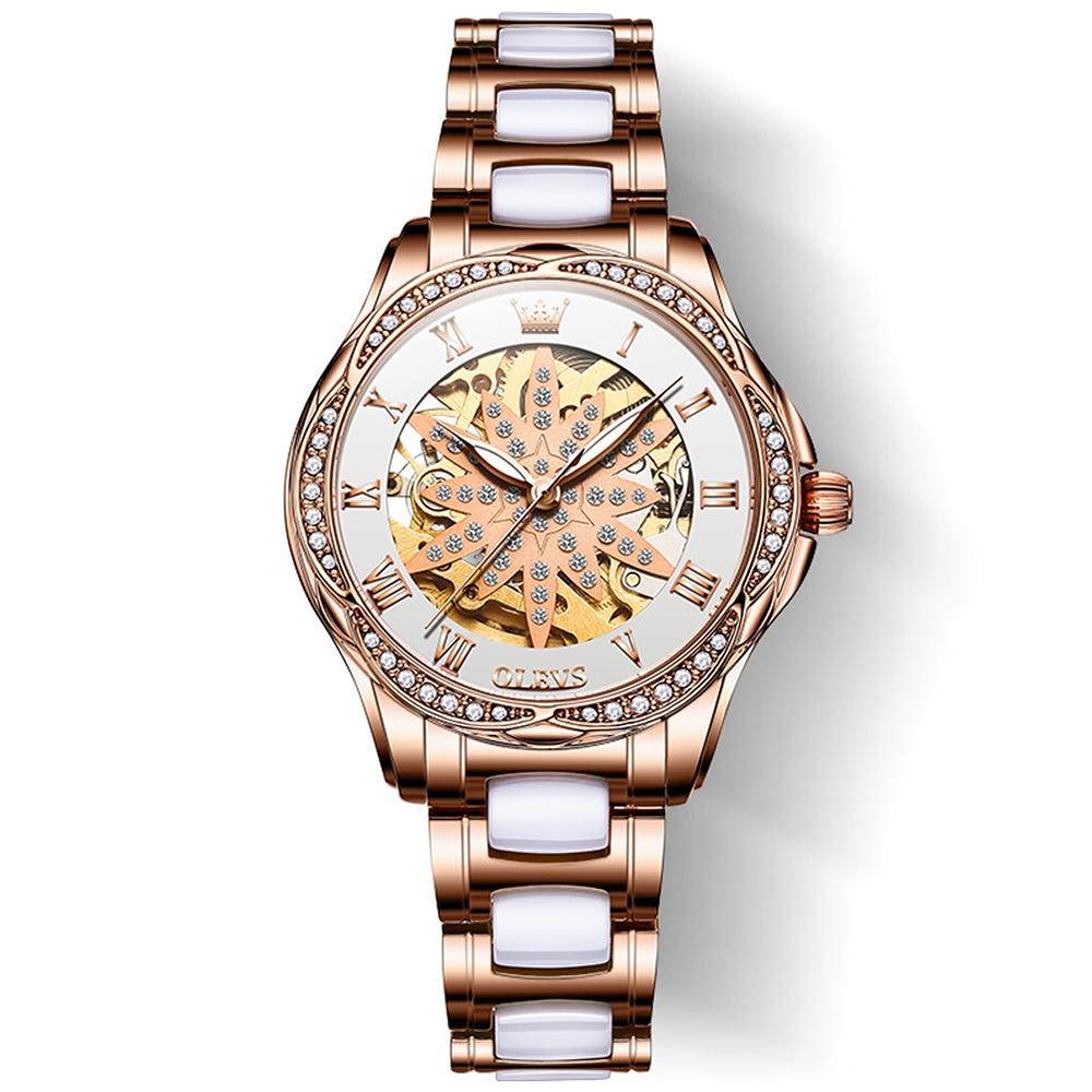 V562-A101277400ADE-202508271247-00 Women Waterproof Mechanical Watch with Ceramic Band - Multifunctional and Elegant - Image 1